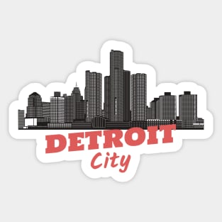 Detroit city skyline vintage retro Sticker